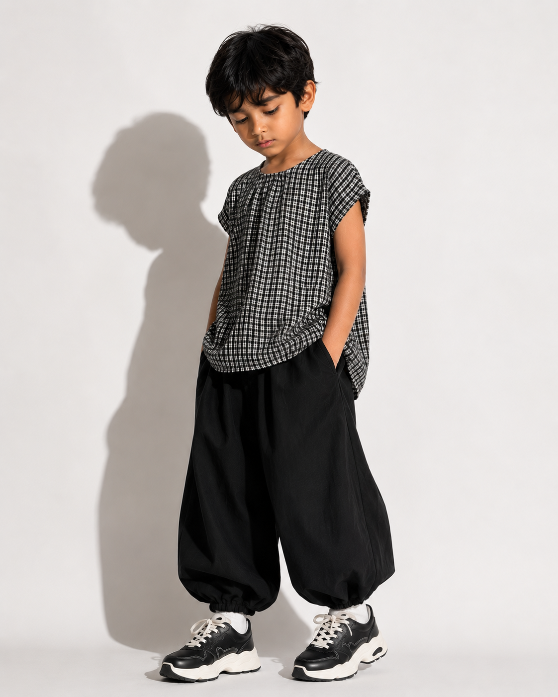 Monochrome Gingham Co-ord Set- Black