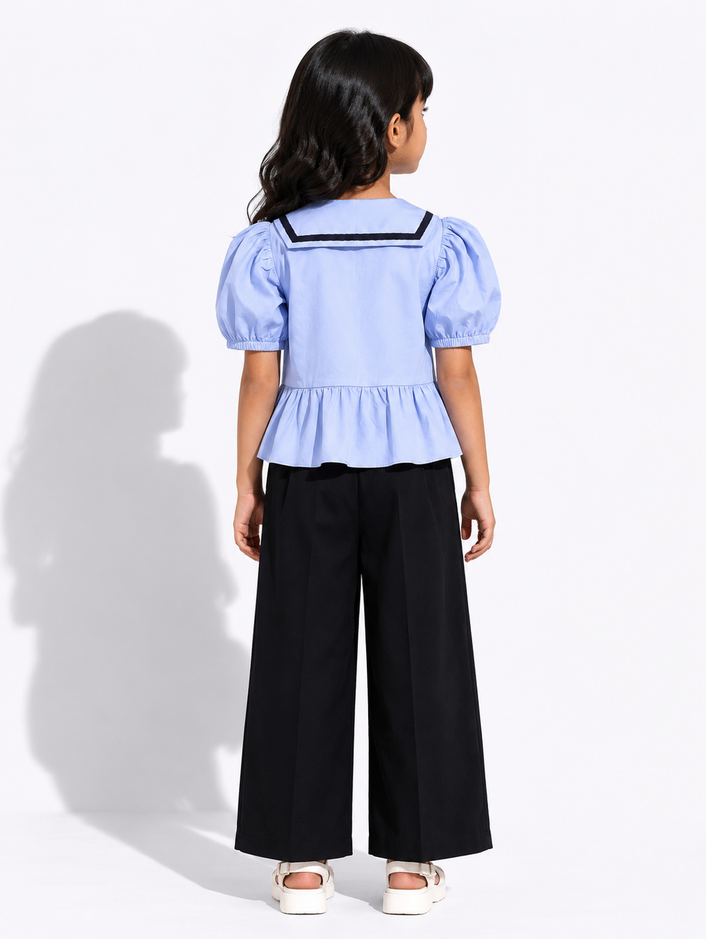 Sailor Collar Peplum Top - Back