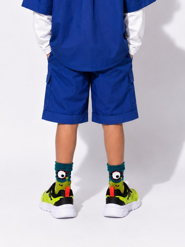Navy Blue Cargo Shorts for boys - cropped back - Kropps