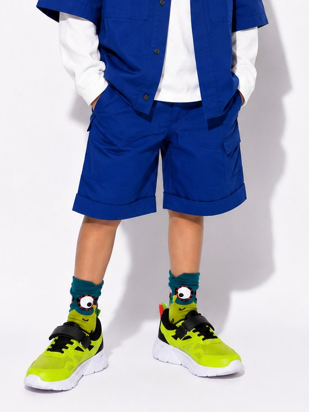 Navy Blue Cargo Shorts for boys - cropped front - Kropps