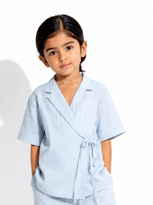 Sky Blue Wrap Top
