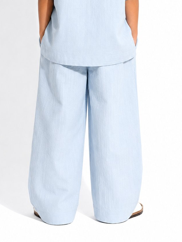 Wide Leg Trousers-Sky Blue